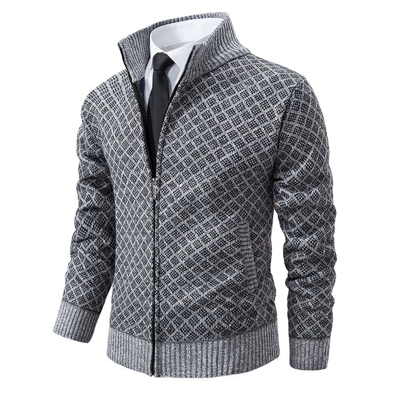 Herren Modische Strickjacke mit hochwertigem Zopfmuster und Reißverschluss Krohn-e