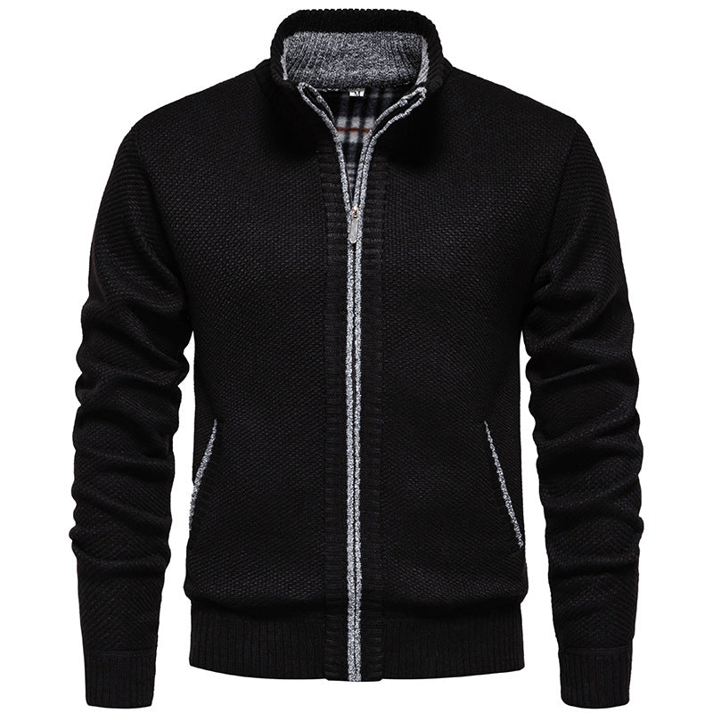 Herren stylischer Strickjacke mit hohem Kragen und praktischen Taschen Krohn-e