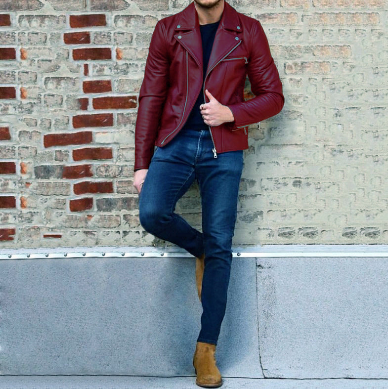 Herren moderne Bikerjacke mit asymmetrischem Reißverschluss und optik Krohn-e