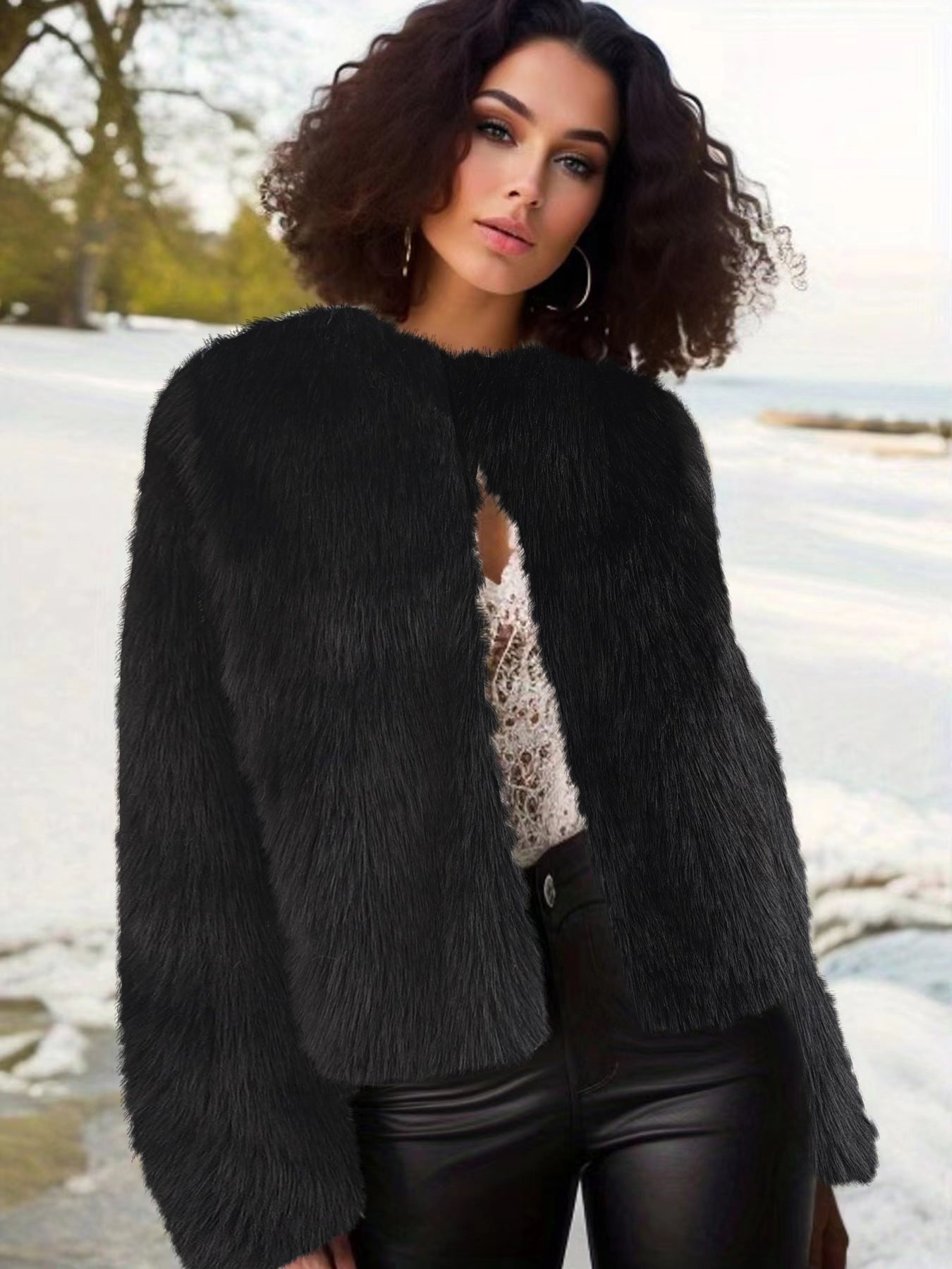 Damen flauschige Shortjacke Krohn-e