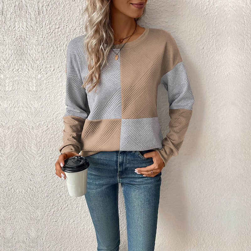 Damen gestreiftes Sweatshirt mit modischem Farbblockdesign Krohn-e
