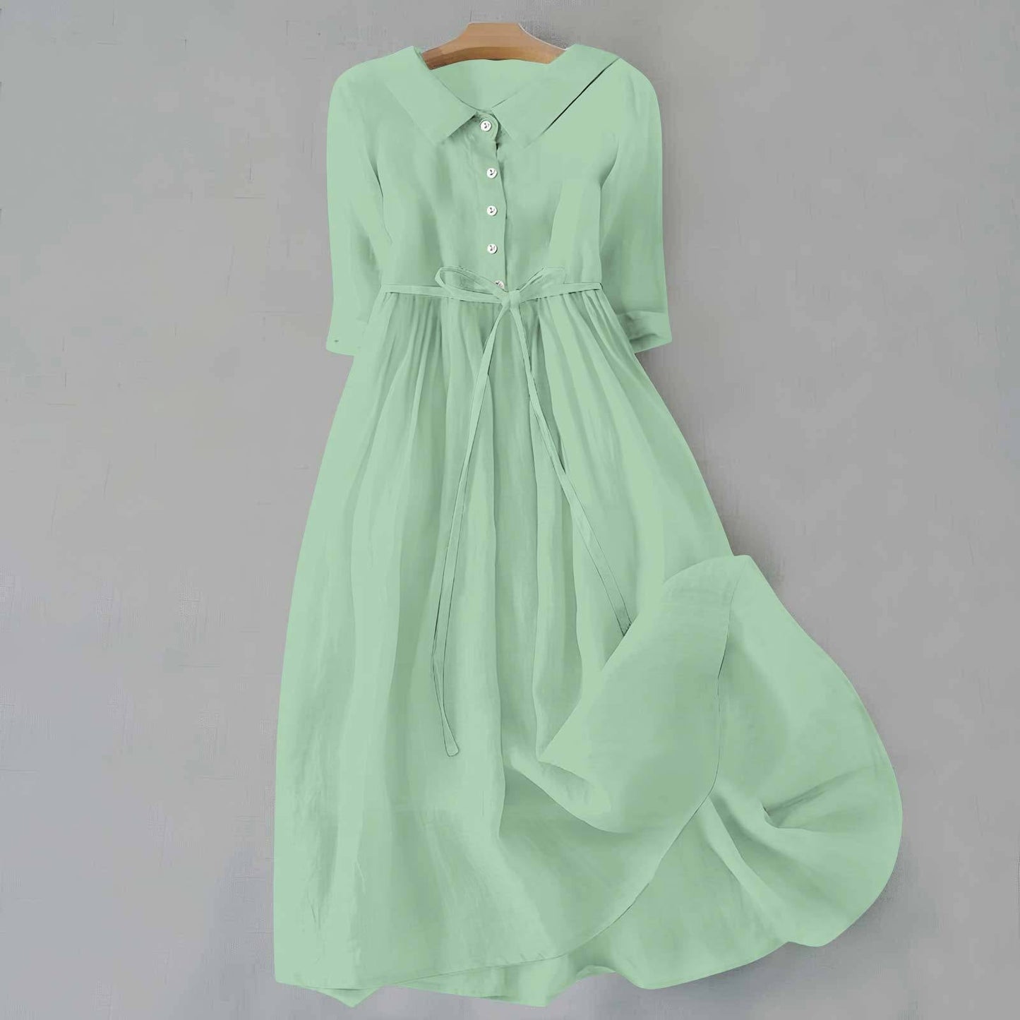 KROHN-E Damen Casual-Kleid A-Linie Kurzarm Leichte Baumwolle Sommer