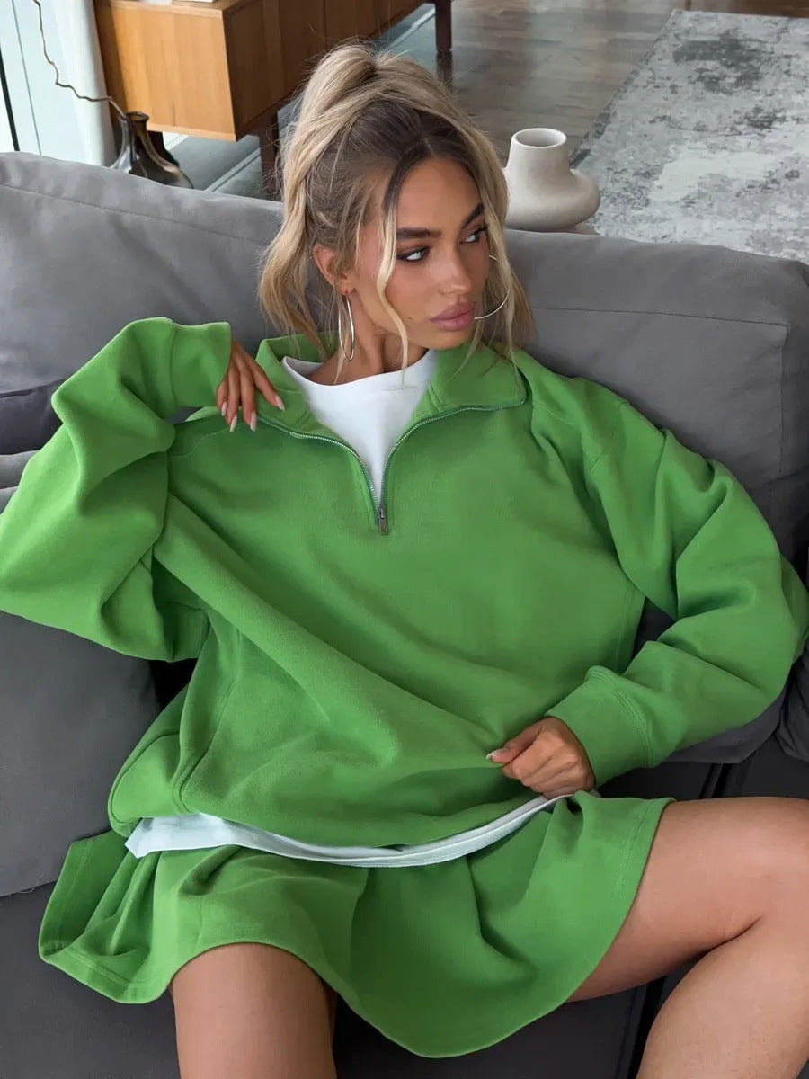 Damen sportlicher Pullover mit Kordelzug und Reißverschluss Krohn-e