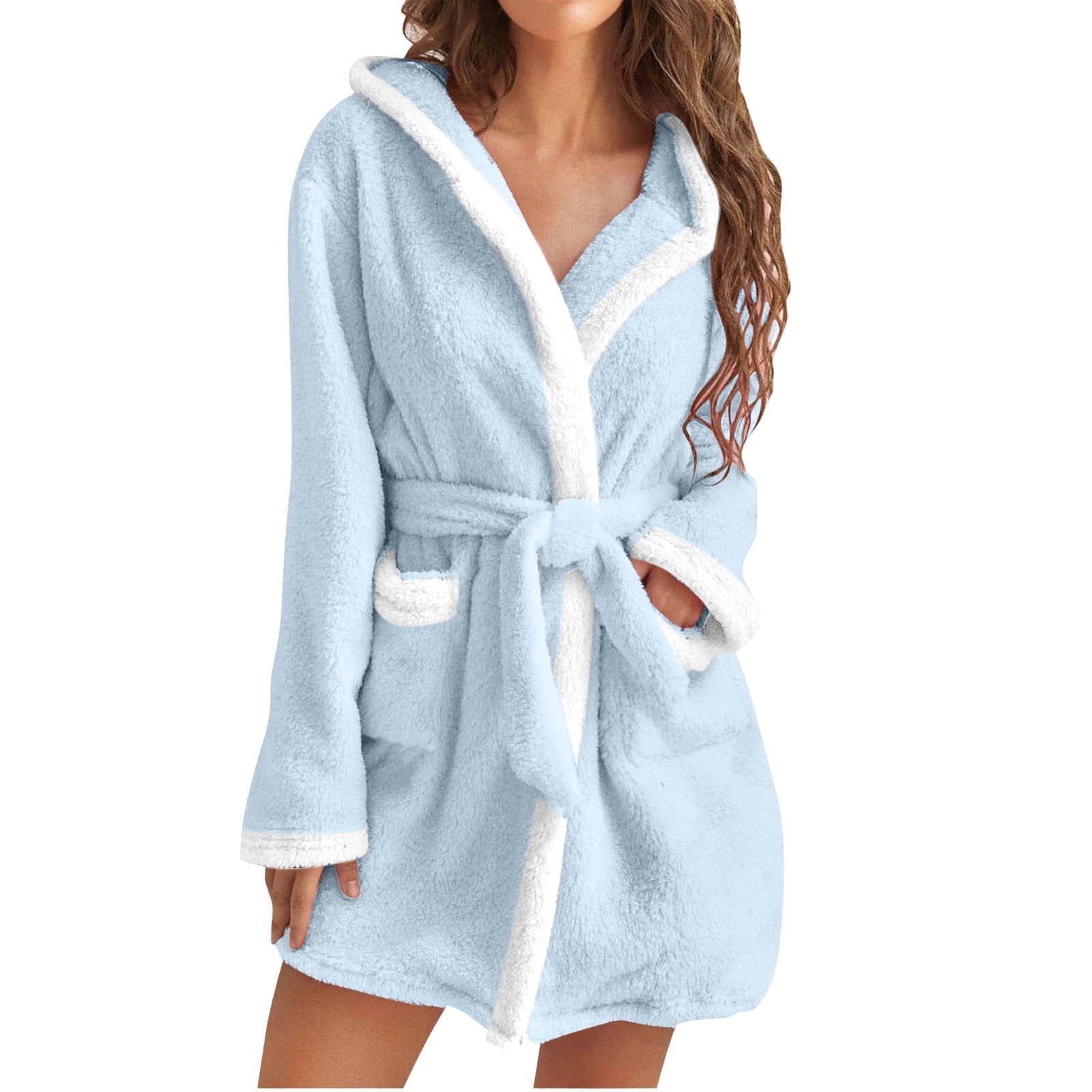 Damen Kuscheliger Bademantel mit weichem Sherpa-Futter und praktischen Taschen Krohn-e