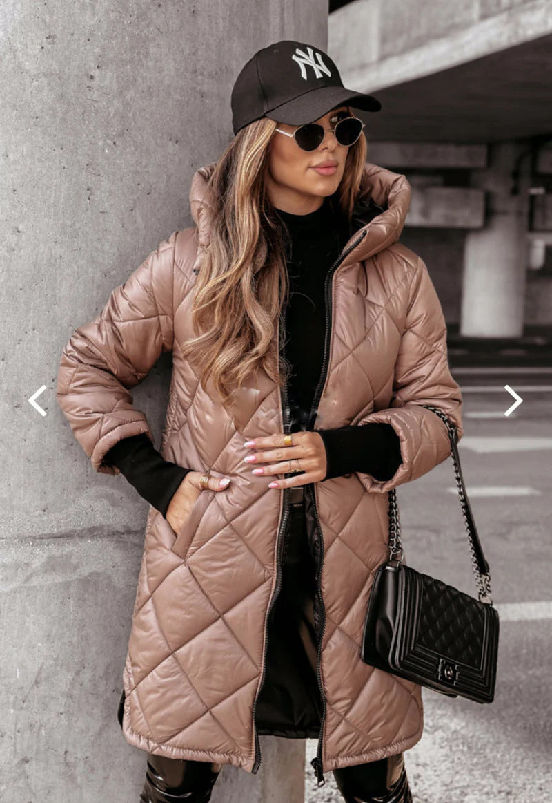 Damen Lässige Steppjacke mit Kapuze und praktischen Taschen Krohn-e