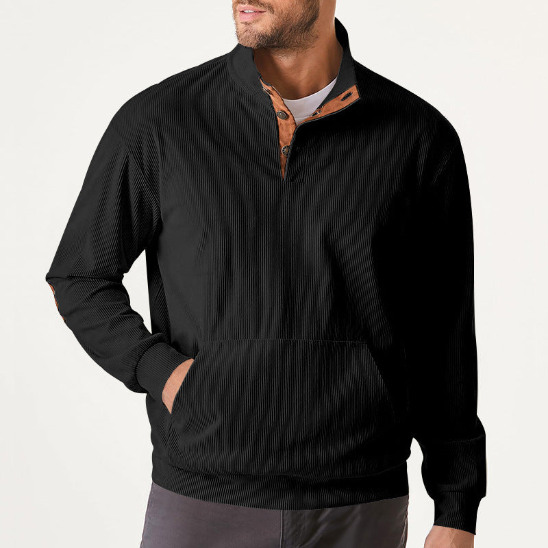 Herren hochfunktioneller Sweatpullover mit Stehkragen und praktischer Kängurutasche Krohn-e