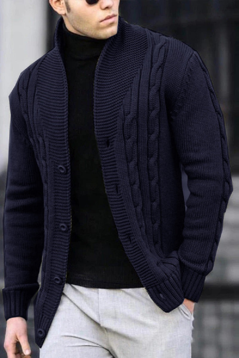 Herren Strickjacke mit robustem Zopfmuster und langlebigem Knopfverschluss Krohn-e