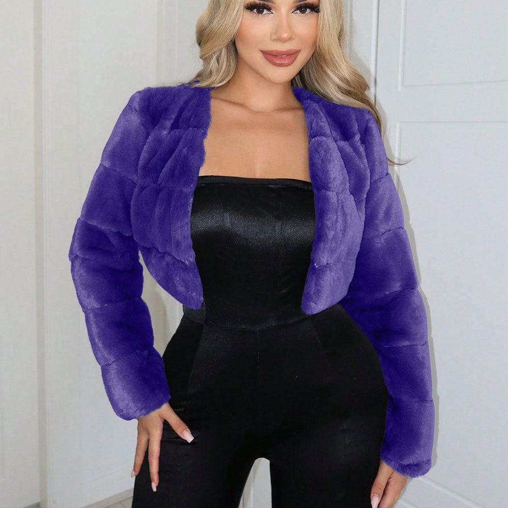 Damen Kurze Kunstpelzjacke mit breiten Ärmeln Krohn-e