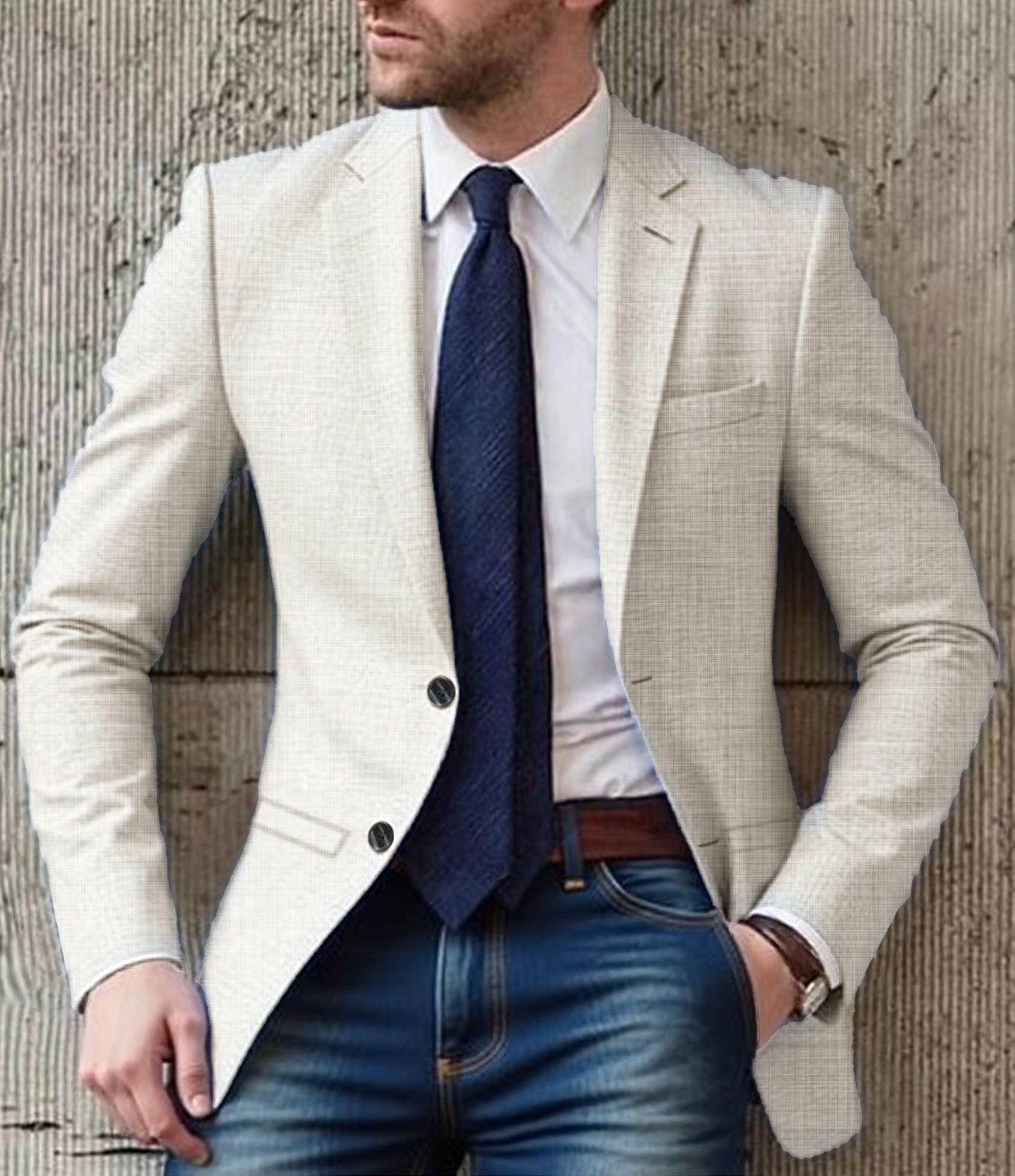 Herren eleganter und strukturierter Blazer mit modischen Details Krohn-e