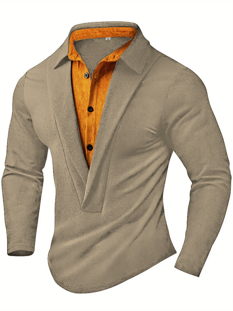 Herren Elegantes Langarmhemd mit modernem Kragen und texturiertem Design Krohn-e