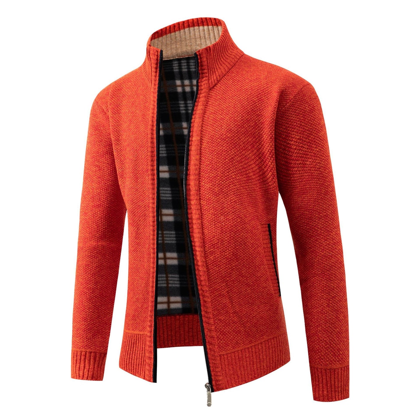 Herren Strickjacke mit modernem Stehkragen und klassischem Innenfutter Krohn-e