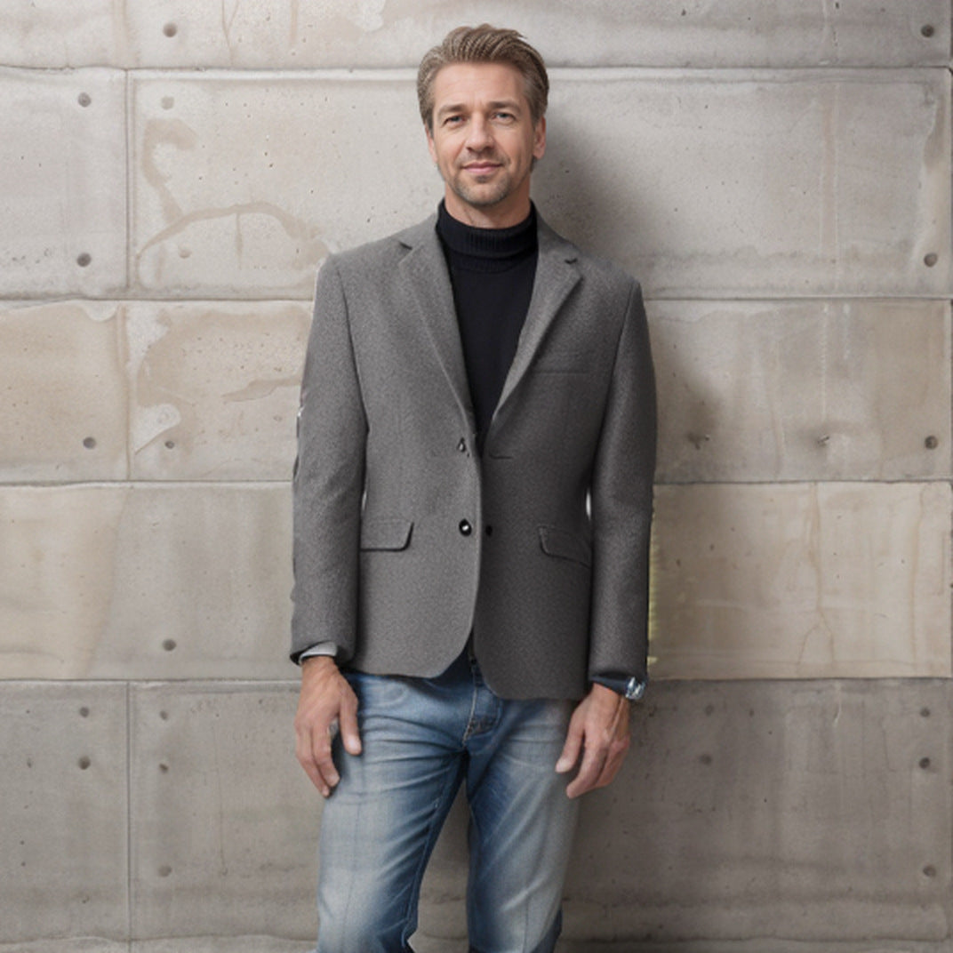 Herren eleganter Wollblazer im klassischen Schnitt mit feiner Textur Krohn-e - Krohn-e