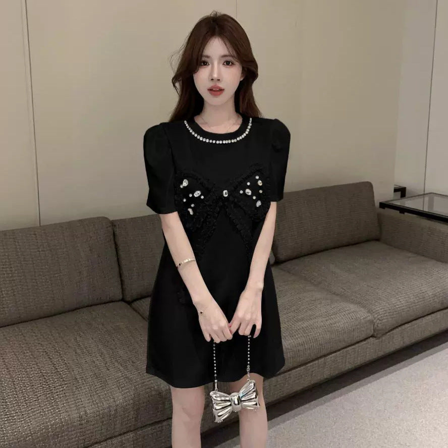 Fudus Beaded Southeast Asian Rhinestone T-Shirt Dress