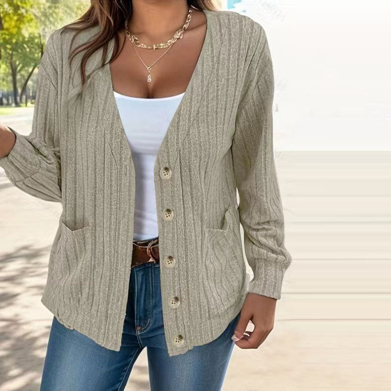 Krohn-e | Strickjacke Polyester Komfortabel, Leicht, Taschen