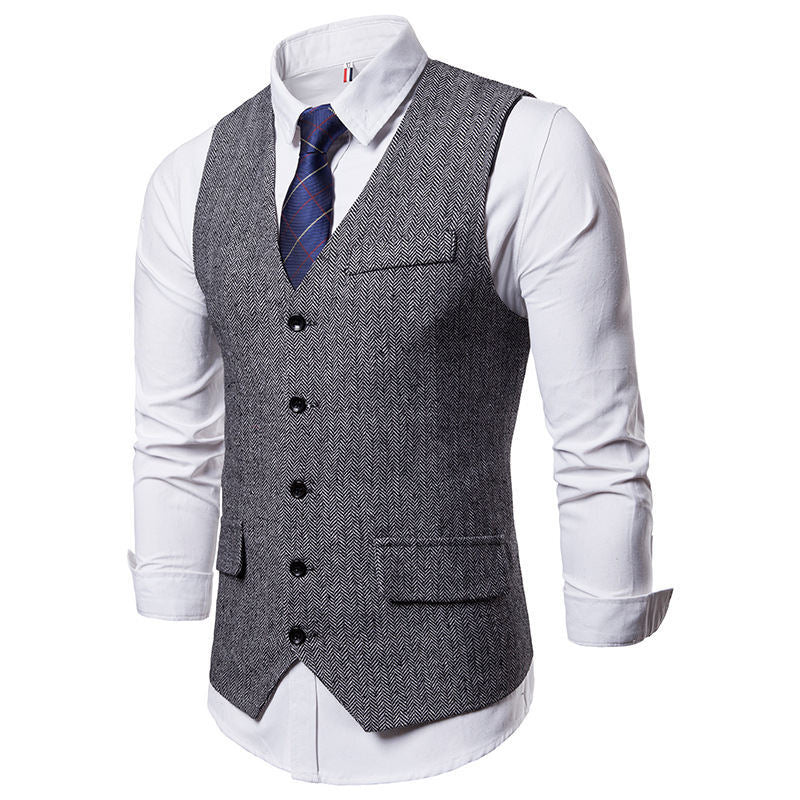 Herren elegante Weste im klassischen Herringbone-Design mit praktischen Taschen Krohn-e