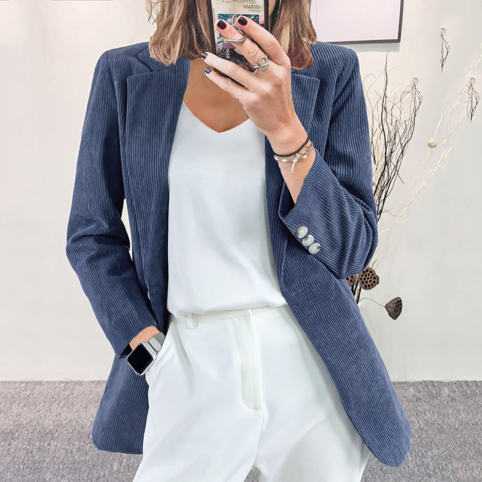 Damen Eleganter Blazer mit vertikalem Streifenmuster und schmaler Silhouette Krohn-e