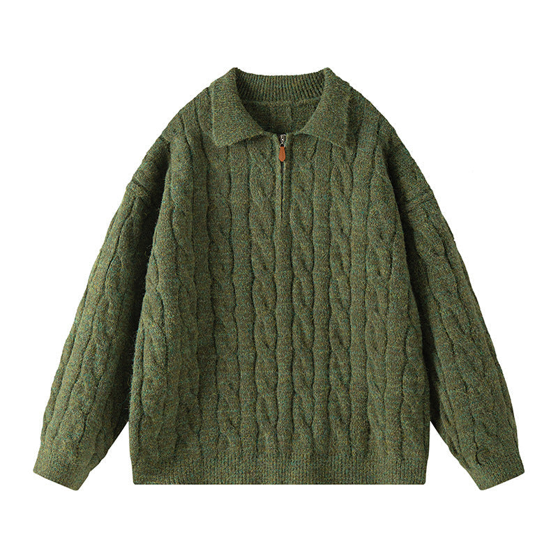 Damen Hochwertiger Strickpullover mit kurzem Reißverschluss und klassischem Kragen Krohn-e