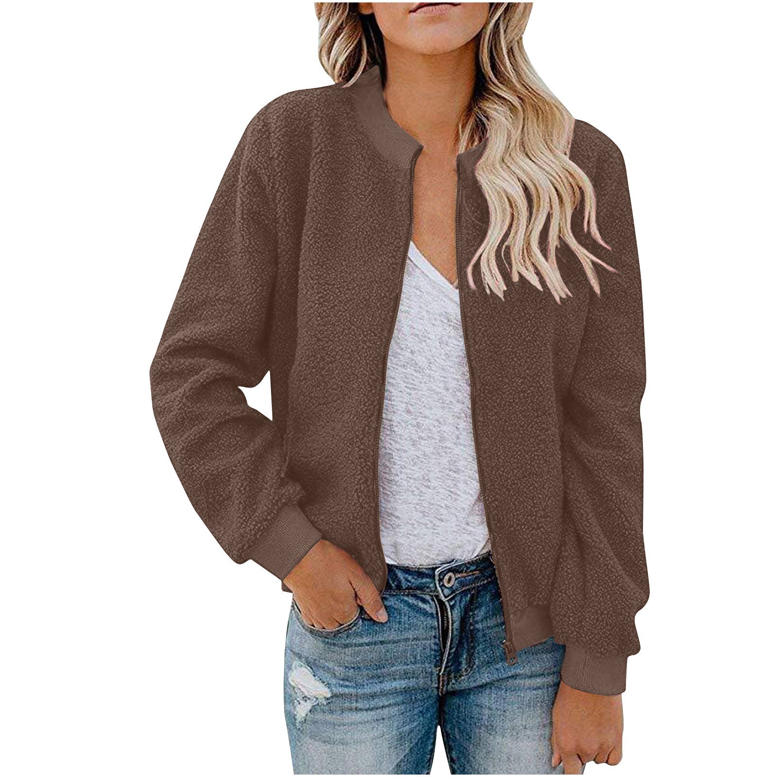 Damen Fleece Bomberjacke mit Stehkragen Krohn-e