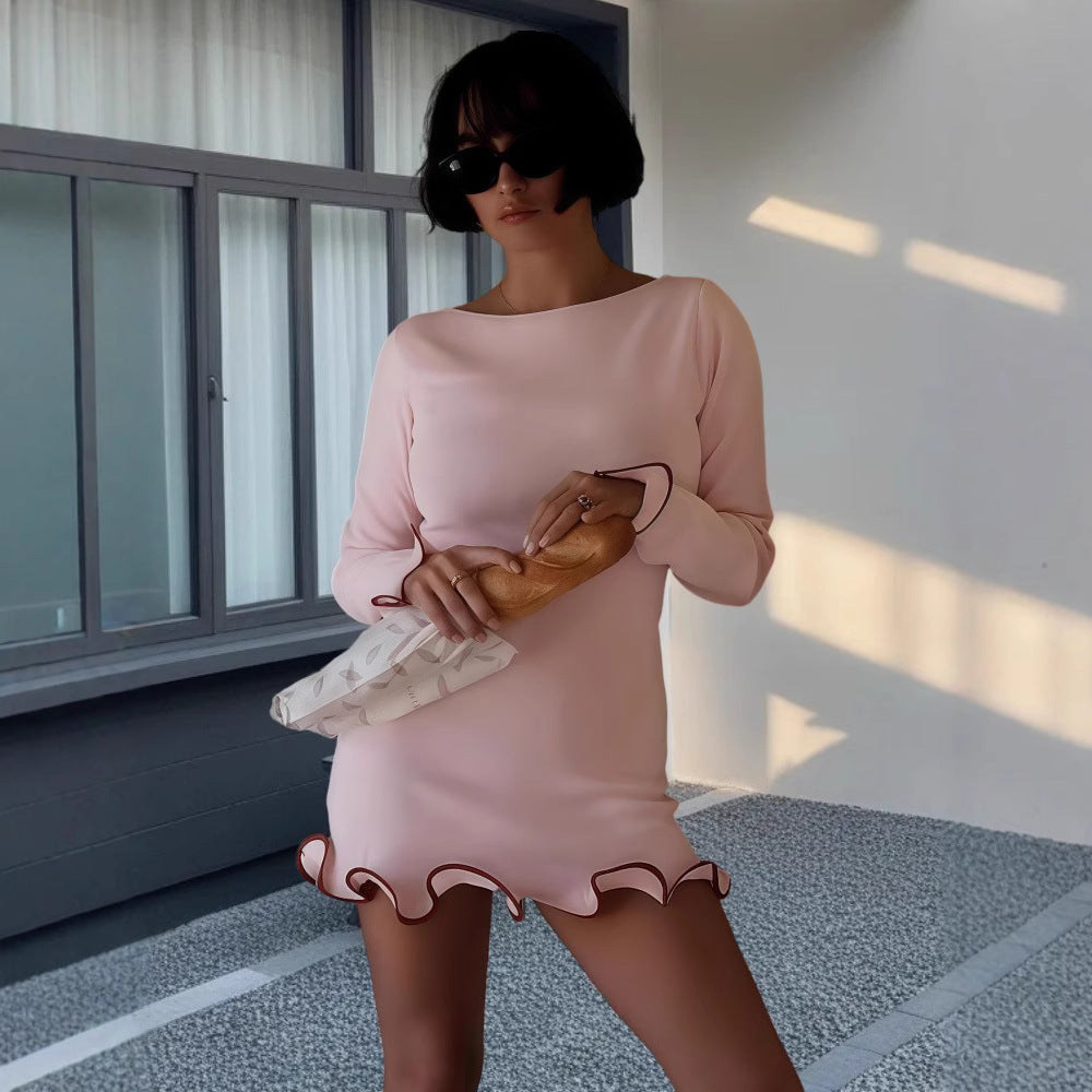 Damen Elegantes Minikleid mit skulpturalen Volantärmeln und figurbetontem Schnitt Krohn-e