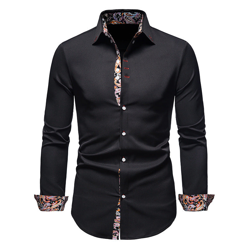 Herren elegantes Langarmhemd mit auffälligem Paisley-Muster Krohn-e