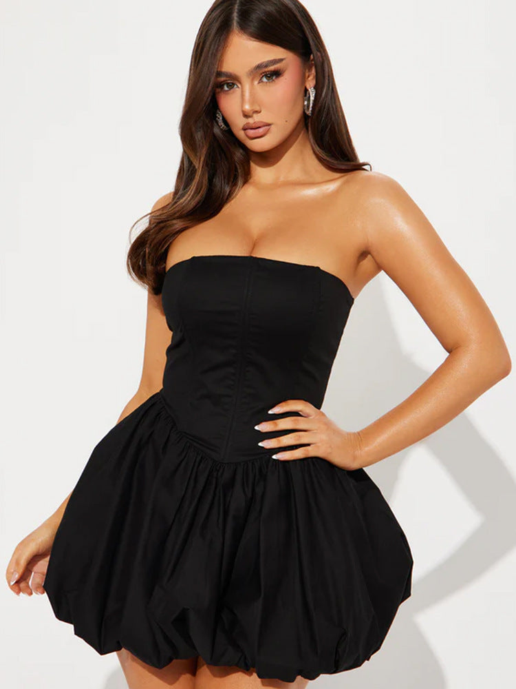Damen Trägerloses Babydoll-Kleid mit voluminösem Saum Krohn-e
