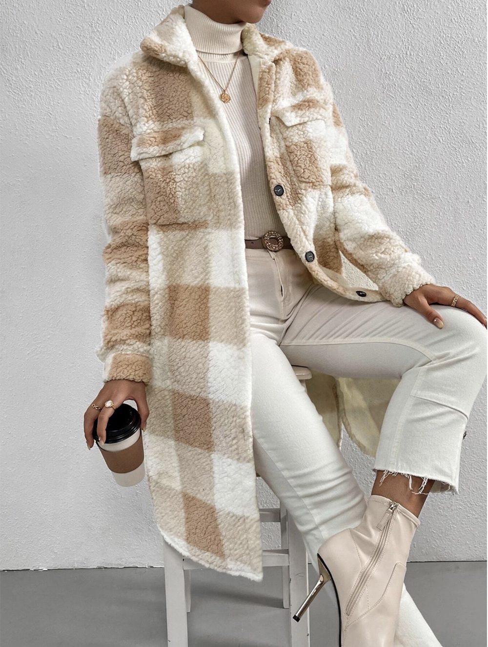 Krohn-e | Weiche Teddyjacke mit Karomuster Warm und Komfortabel Perfekt für Den Herbst