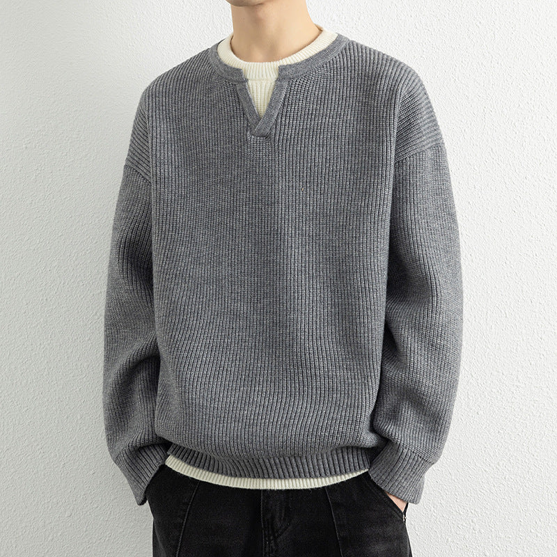 Herren Strickpullover mit V-Ausschnitt und strukturiertem Design Krohn-e