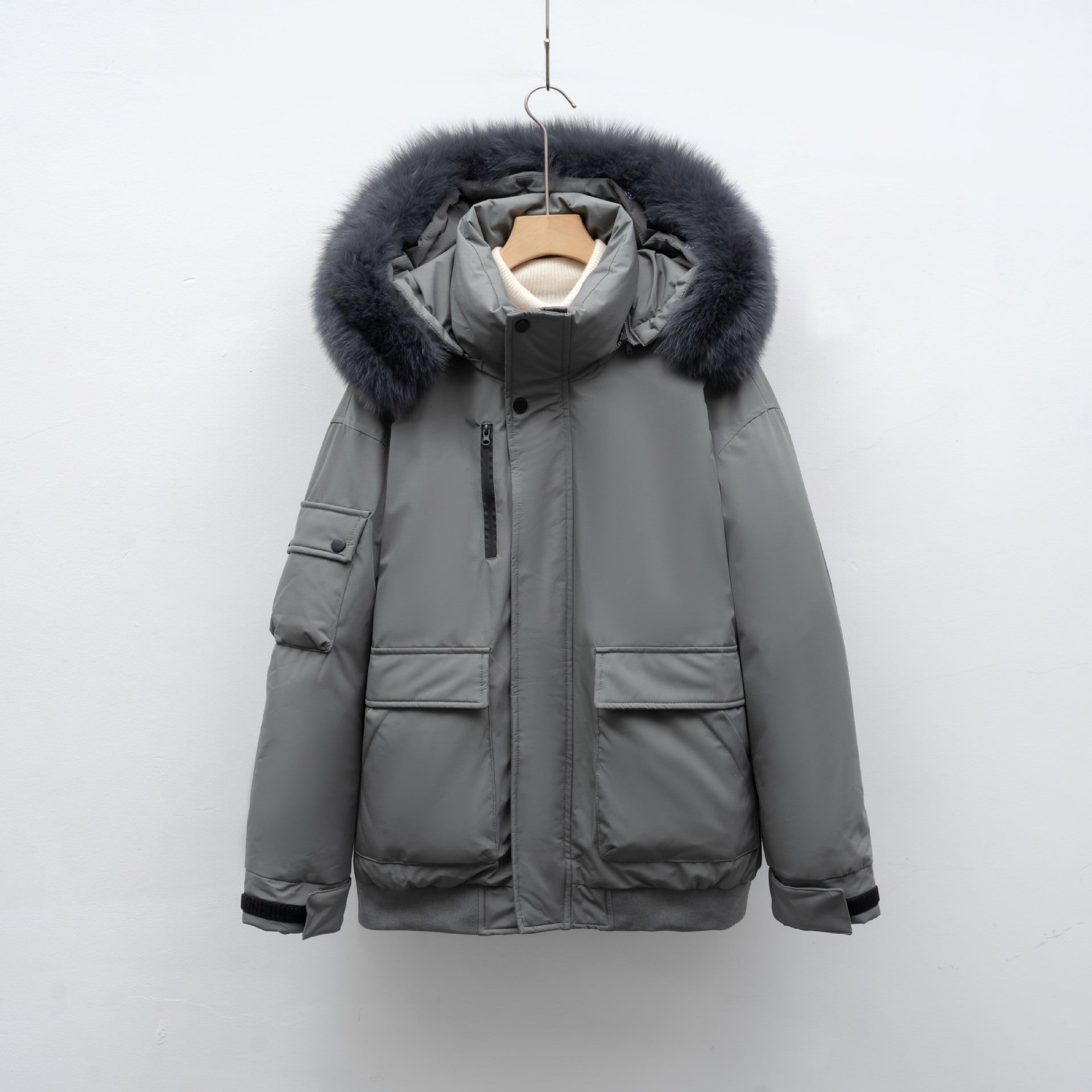 Damen Winterjacke mit großem Kunstfellkragen und funktionalen Taschen Krohn-e