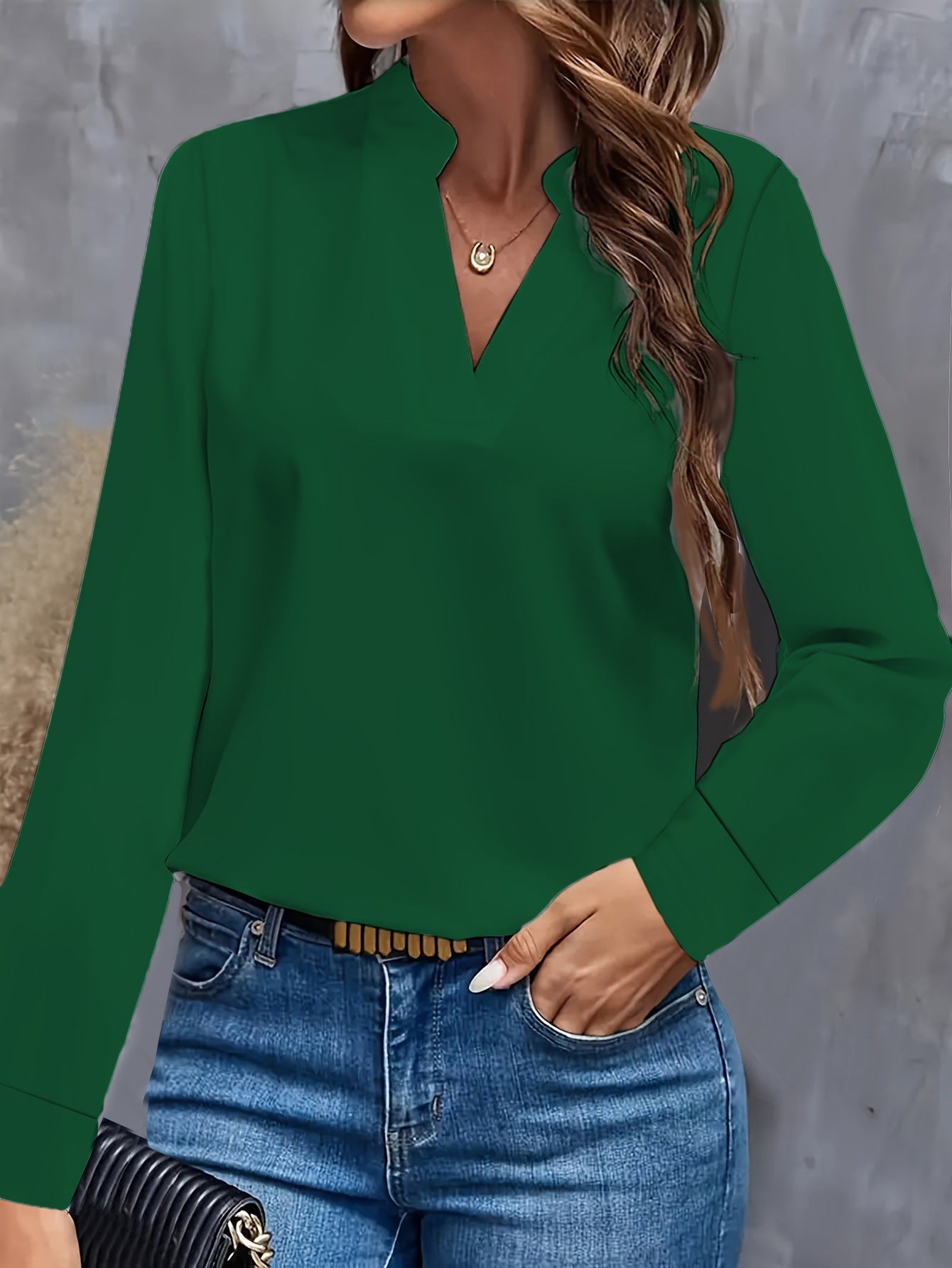 Damen Bluse mit Stehkragen und langen Ärmeln Krohn-e