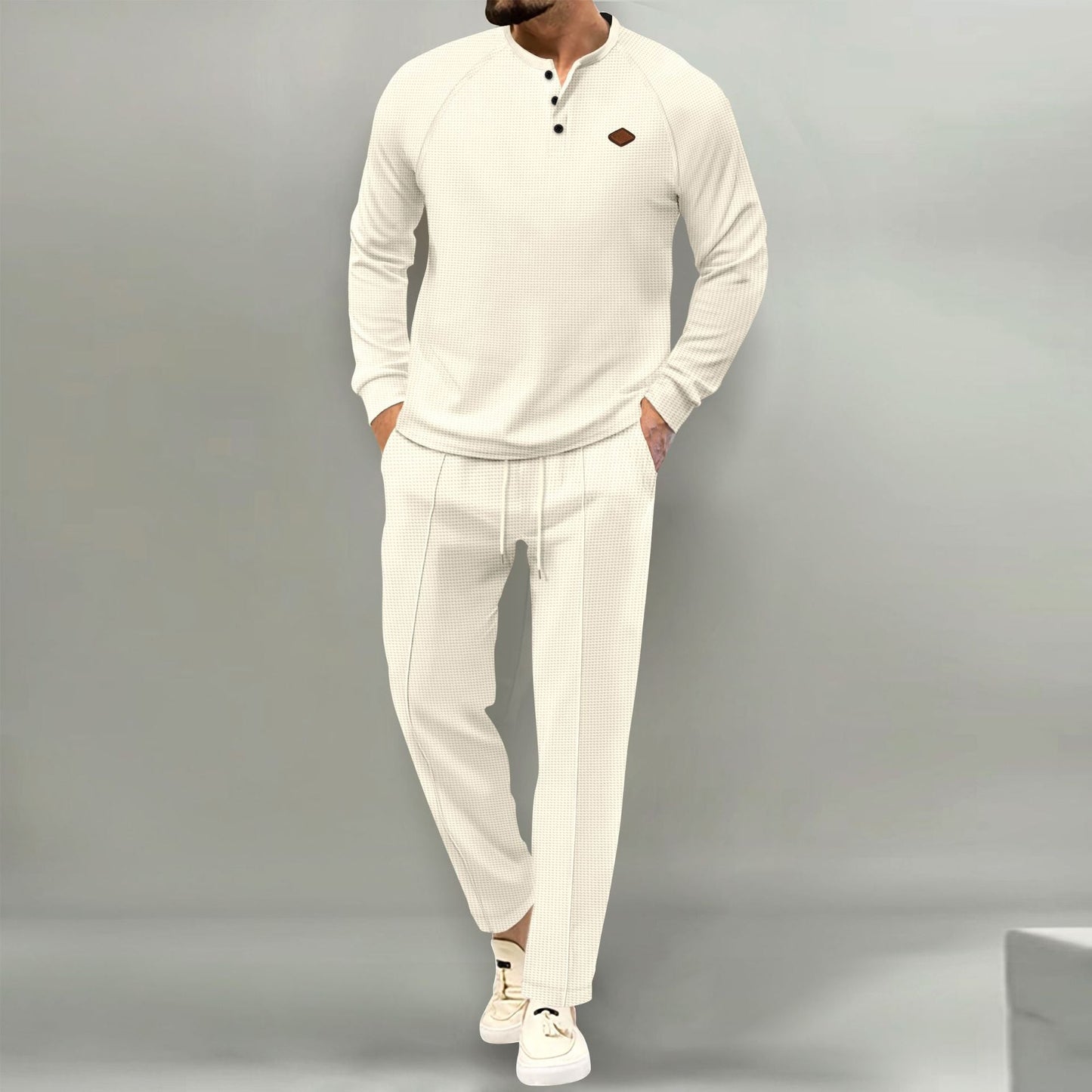Herren hochwertiger Freizeitanzug mit Knopfleiste und eleganten Taschen Krohn-e