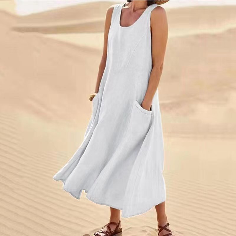 Damen Sommerliches Maxi-Kleid mit praktischen Taschen und lässigem Schnitt Krohn-e