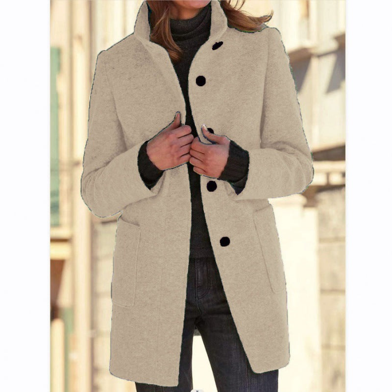 Damen elegante Wolljacke mit praktischen Taschen und Knopfverschluss Krohn-e