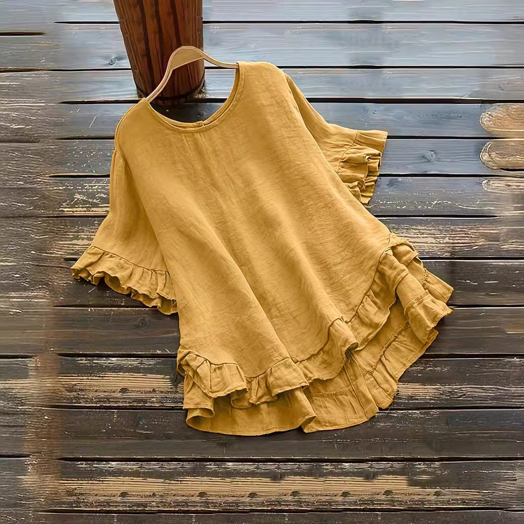 Damen lässiges Oberteil mit Rüschendetails und weit geschnittenem Design Krohn-e