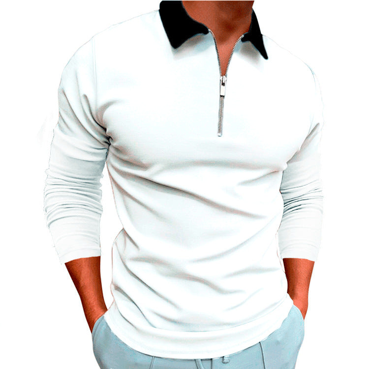 Herren sportlicher Pullover mit 1/4 Reißverschluss und kontrastierendem Kragen Krohn-e