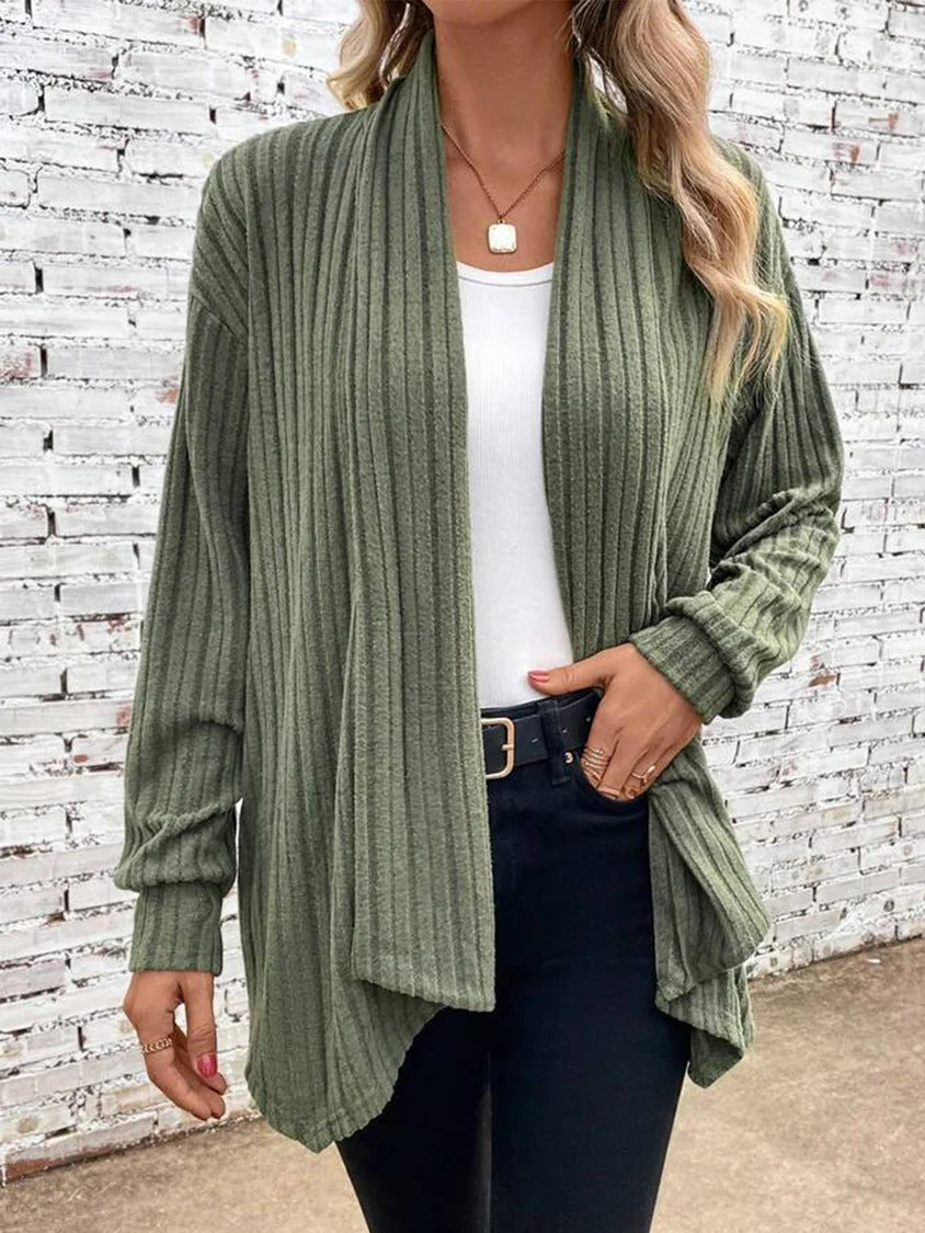 Damen lässiger Strickcardigan mit markantem Rippdesign Krohn-e