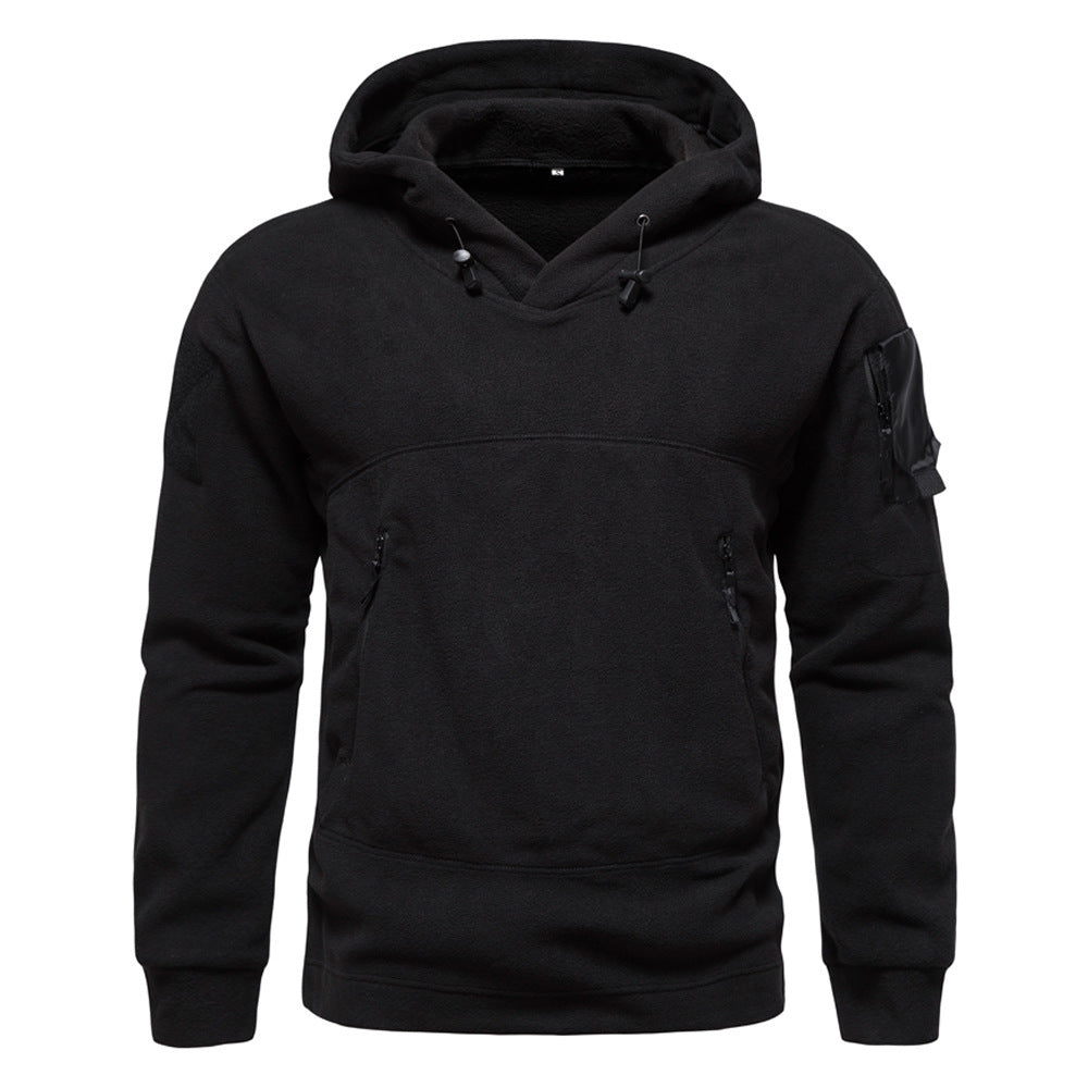 Herren moderne Fleece-Hoodie mit strategischen Reißverschlusstaschen Krohn-e