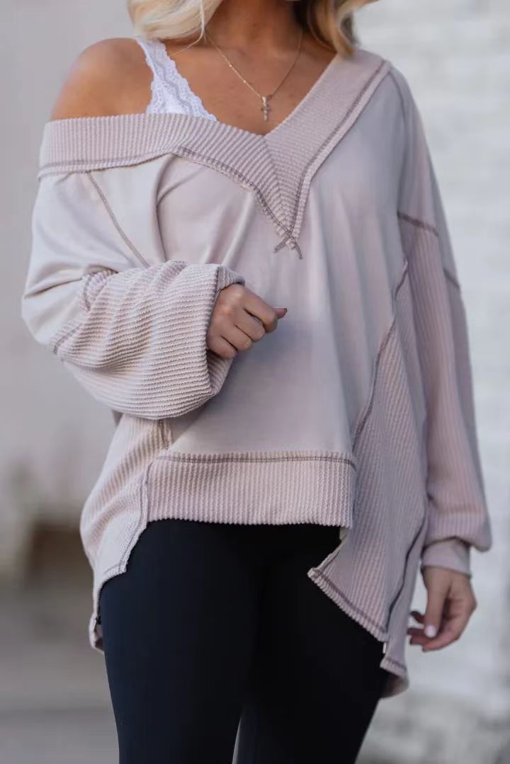 Damen Lässiger Pullover mit halbarm und V-Ausschnitt Krohn-e
