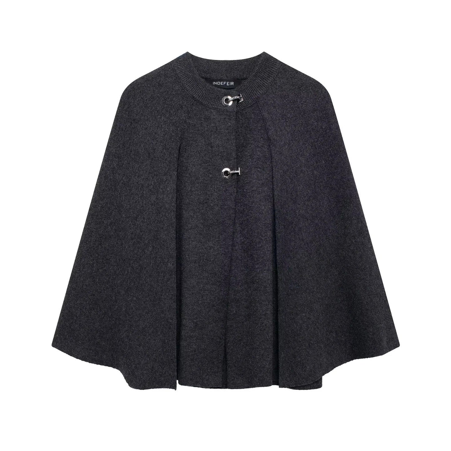 Damen modische Umhangjacke mit elegantem Stehkragen und dekorativen Knopfdetails Krohn-e