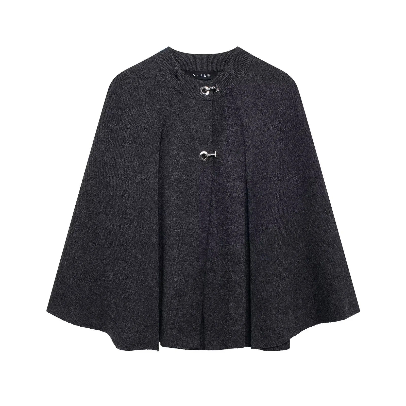 Damen modische Umhangjacke mit elegantem Stehkragen und dekorativen Knopfdetails Krohn-e