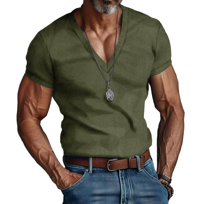 Herren Kurzarm V-Ausschnitt T-Shirt Krohn-e