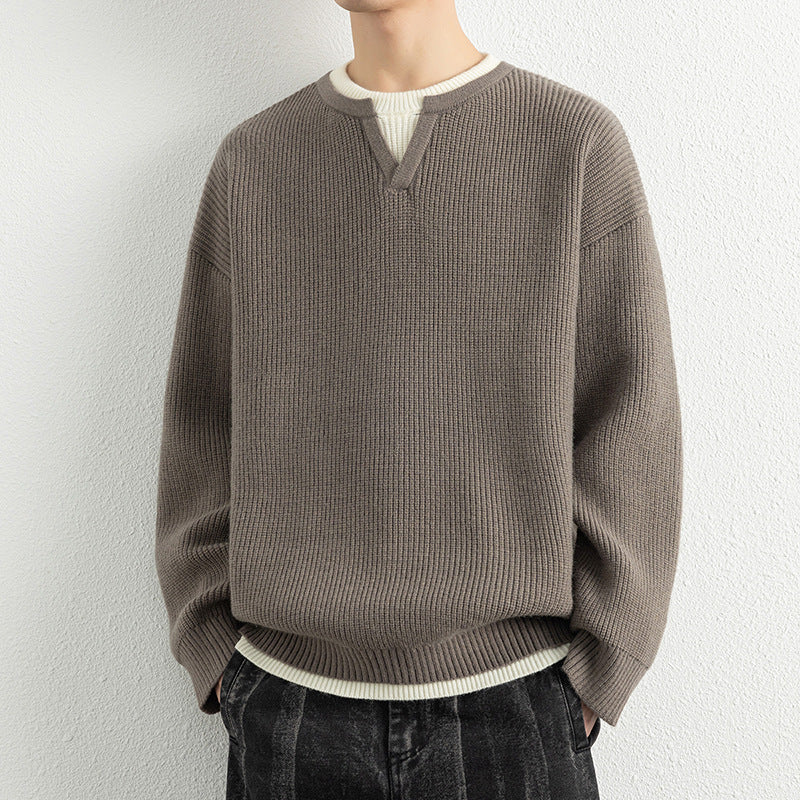 Herren Strickpullover mit V-Ausschnitt und strukturiertem Design Krohn-e