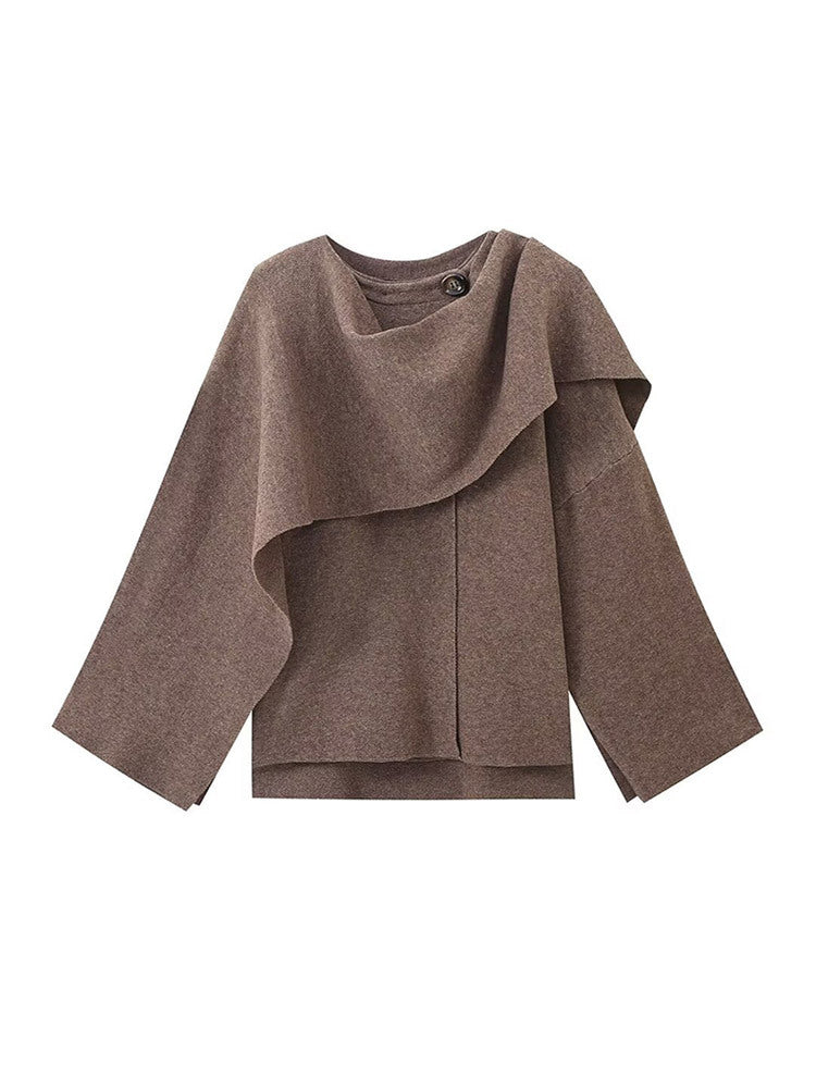 Damen Poncho aus hochwertiger Strickware mit asymmetrischem Design Krohn-e