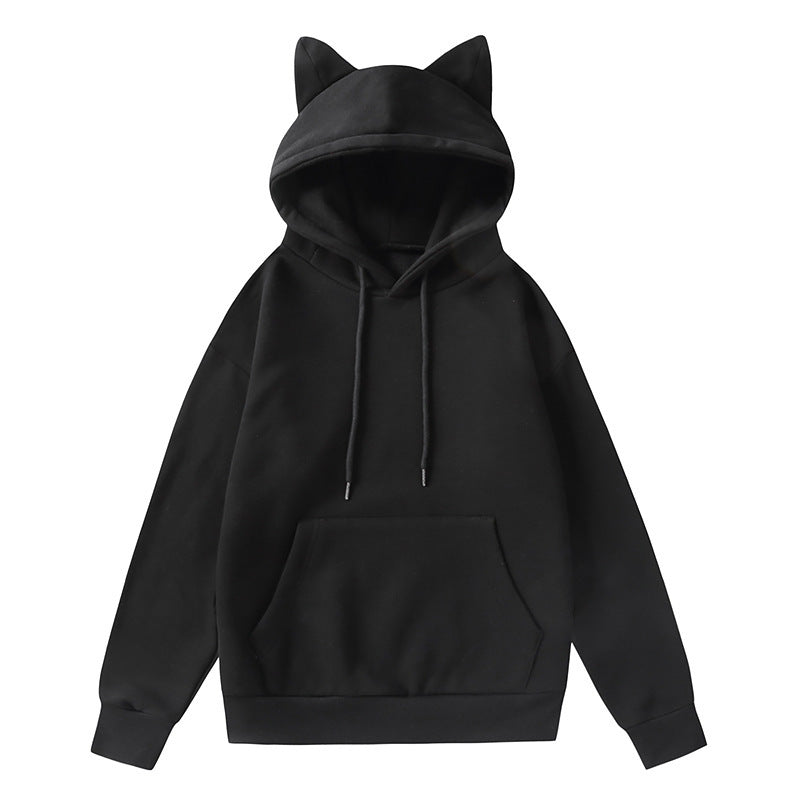 Damen Kapuzenpullover mit Katzenohren und weichem Innenfutter Krohn-e