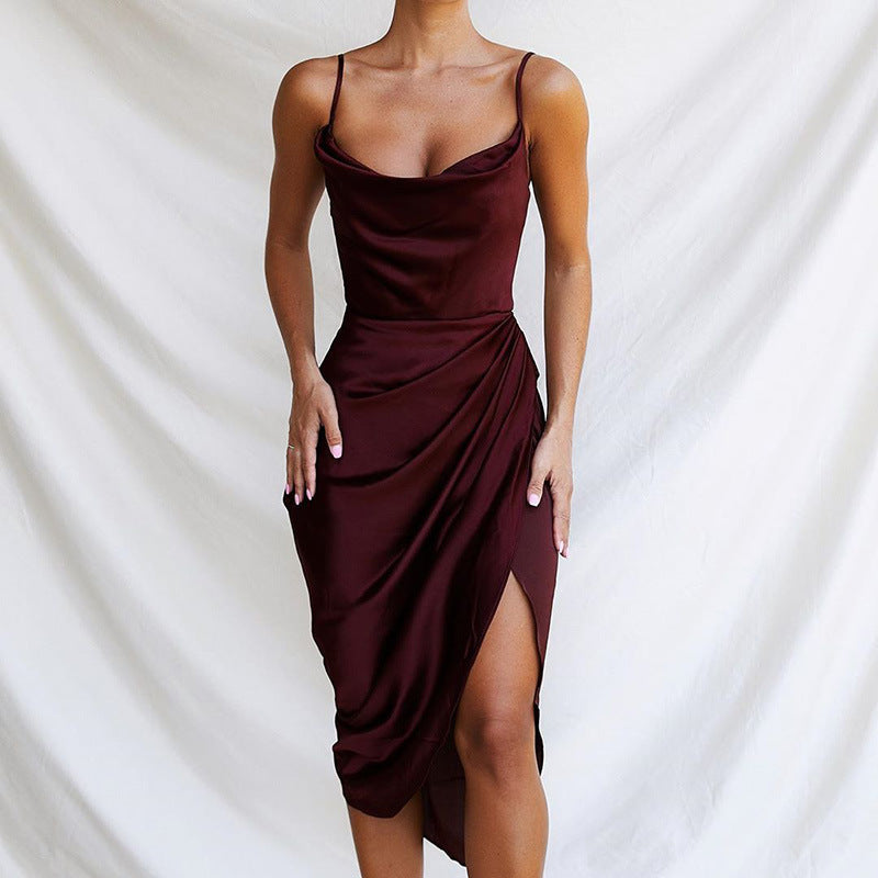 Damen elegantes und figurbetontes Satin-Cocktailkleid Krohn-e