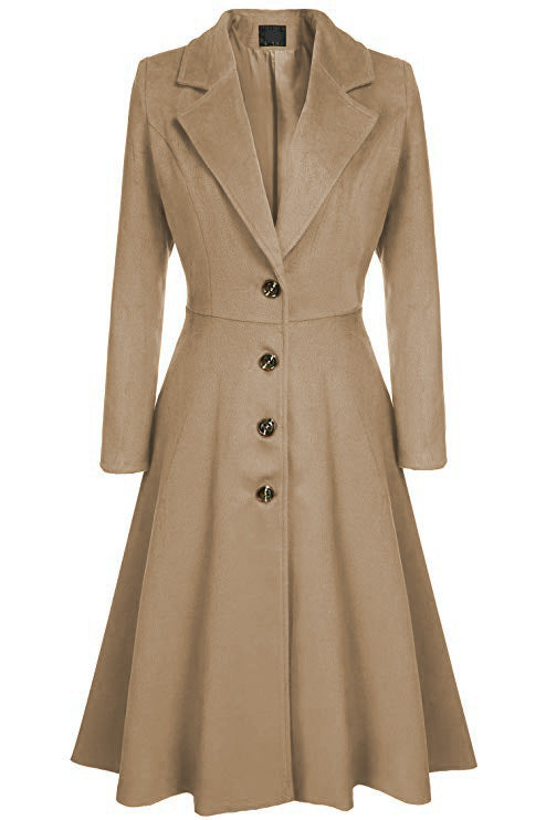 Damen Eleganter Wollmantel mit tailliertem Schnitt und langen Ärmeln Krohn-e