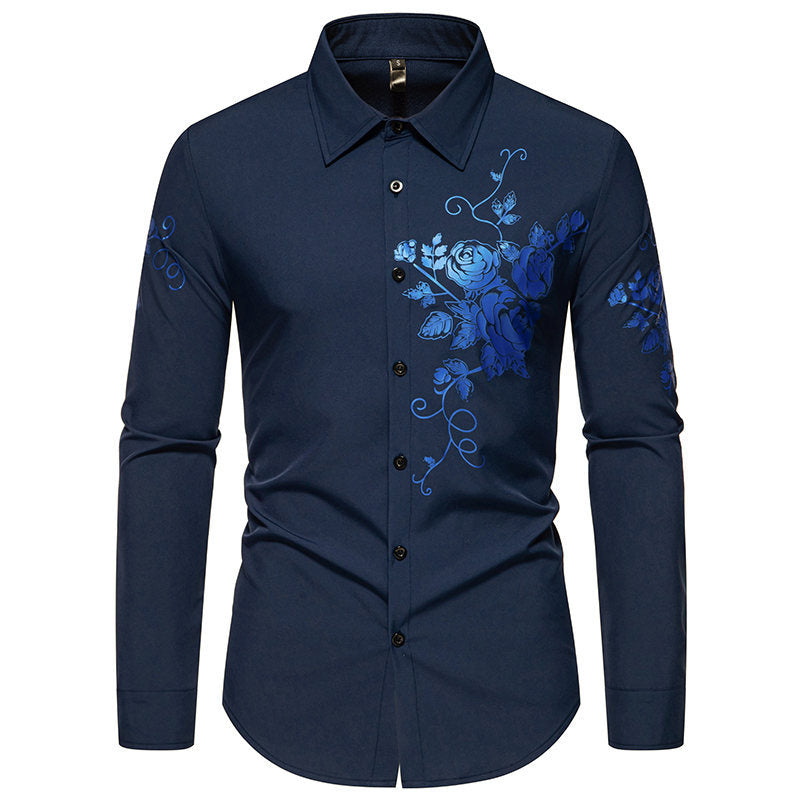 Herren Langarmhemd mit floralen Stickereien Krohn-e