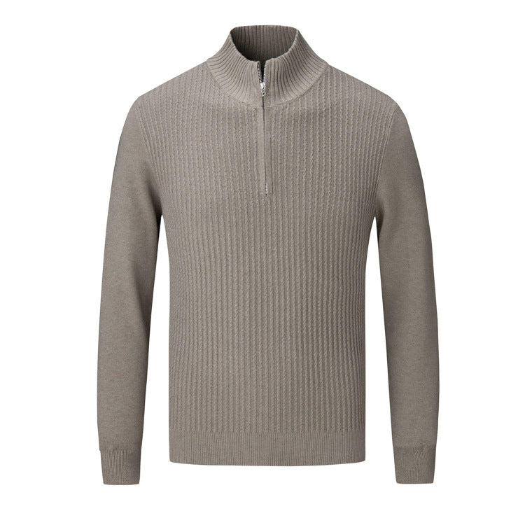 Herren Strickpullover mit modernem Stehkragen und feinem Rippdesign Krohn-e