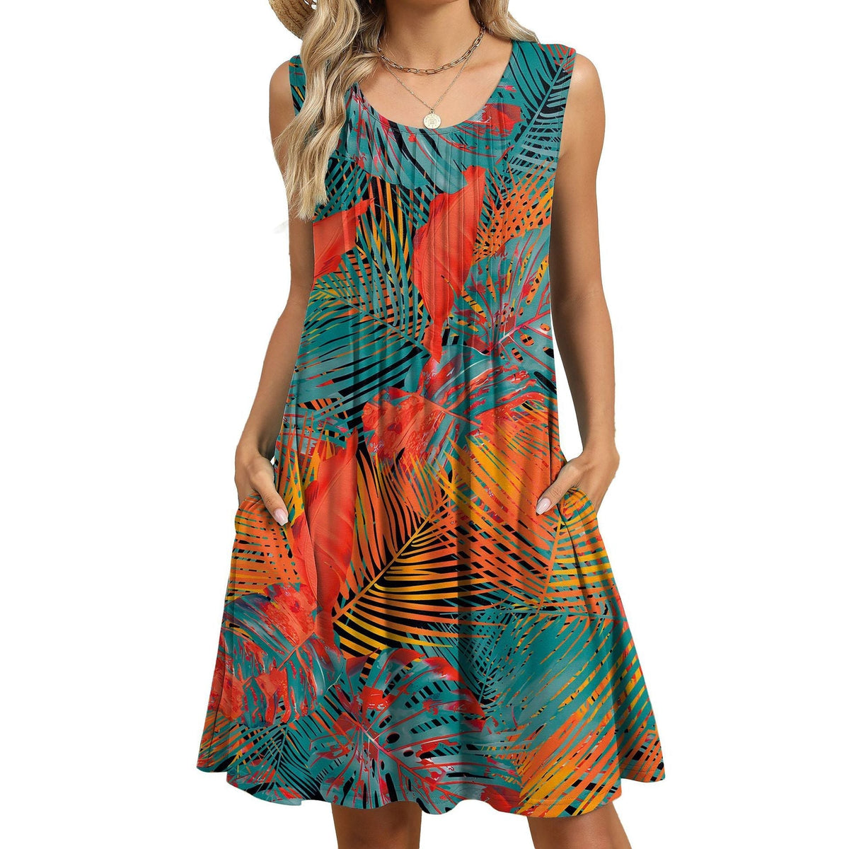 Fudus lässiges Tanktop-Kleid mit Tasche