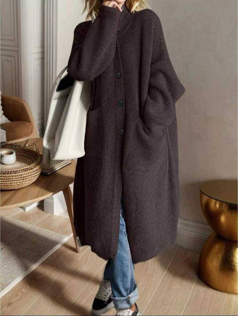 Damen Modische Strickjacke mit großzügigen Taschen und Knopfdetail Krohn-e