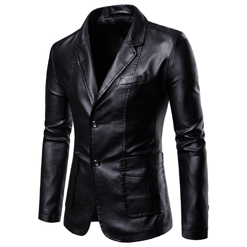 Herren elegante Kunstlederjacke mit modernem Schnitt Krohn-e